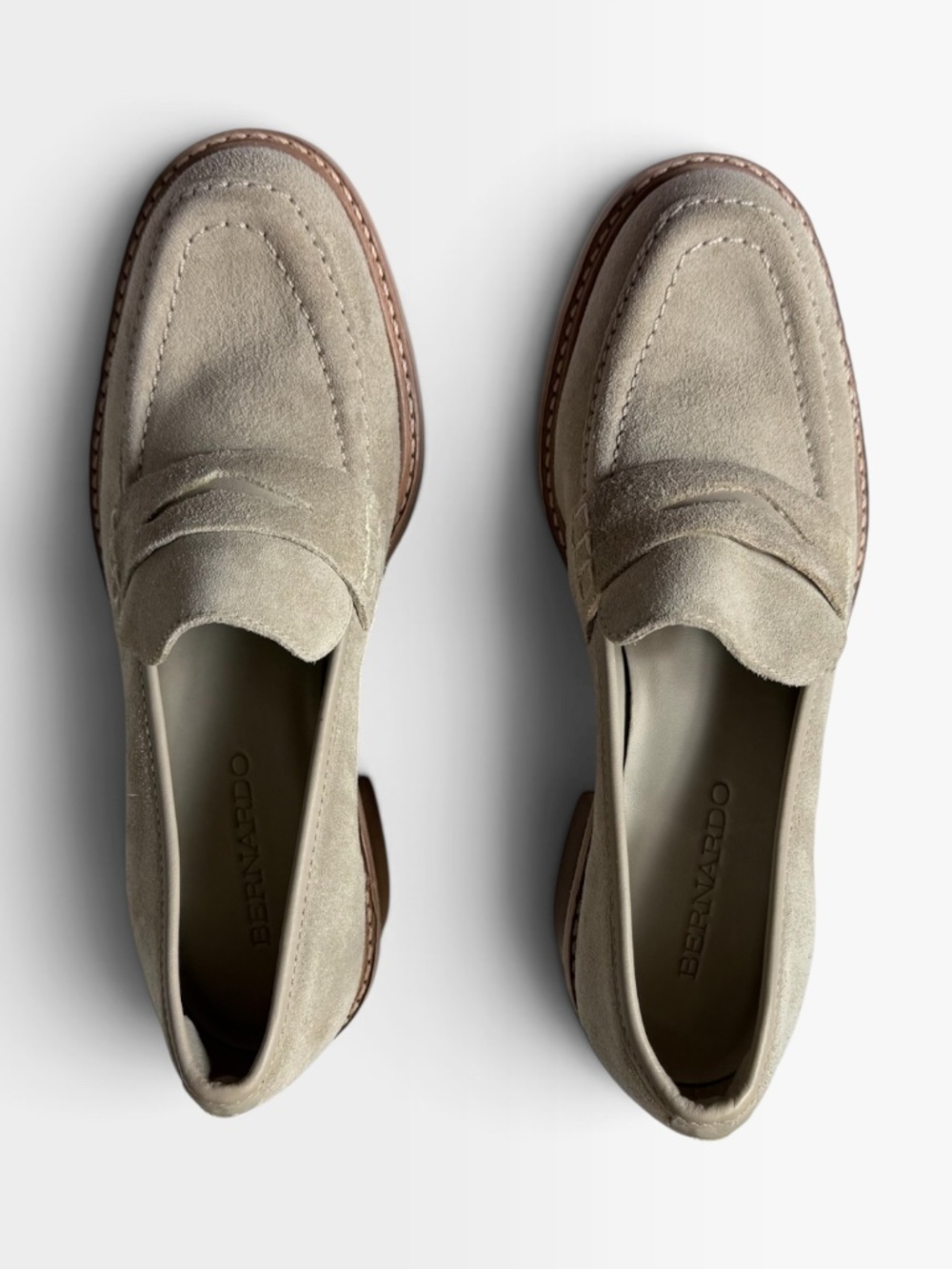 Bernardo Selma Suede Penny Loafers Shoe Size 6M Block Heel